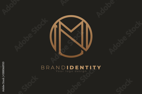Abstract initial letter M and N logo, usable for branding and business logos, Flat Logo Design Template, vector illustration
