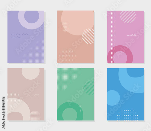 set of bright abstract vector color geometric background