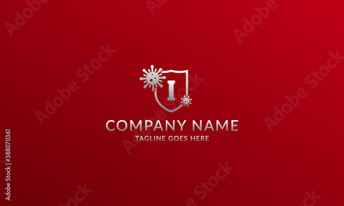 letter I anti viral shield logo template for company product or volunteer