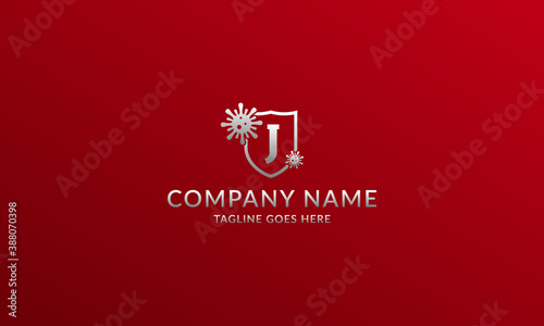 letter J anti viral shield logo template for company product or volunteer