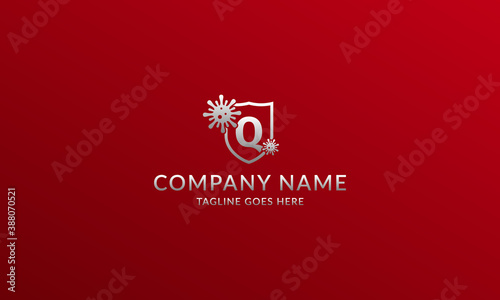 letter Q anti viral shield logo template for company product or volunteer