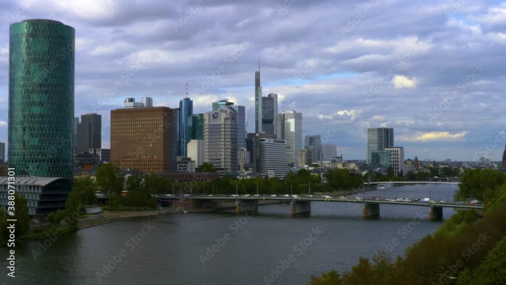 Panorama view of the city Frankfurt in Germany on a late cloudy afternoon. Panorama view of the city Frankfurt in Germany on a late cloudy afternoon.