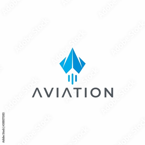 Aviation airplane logo, fly arrow
