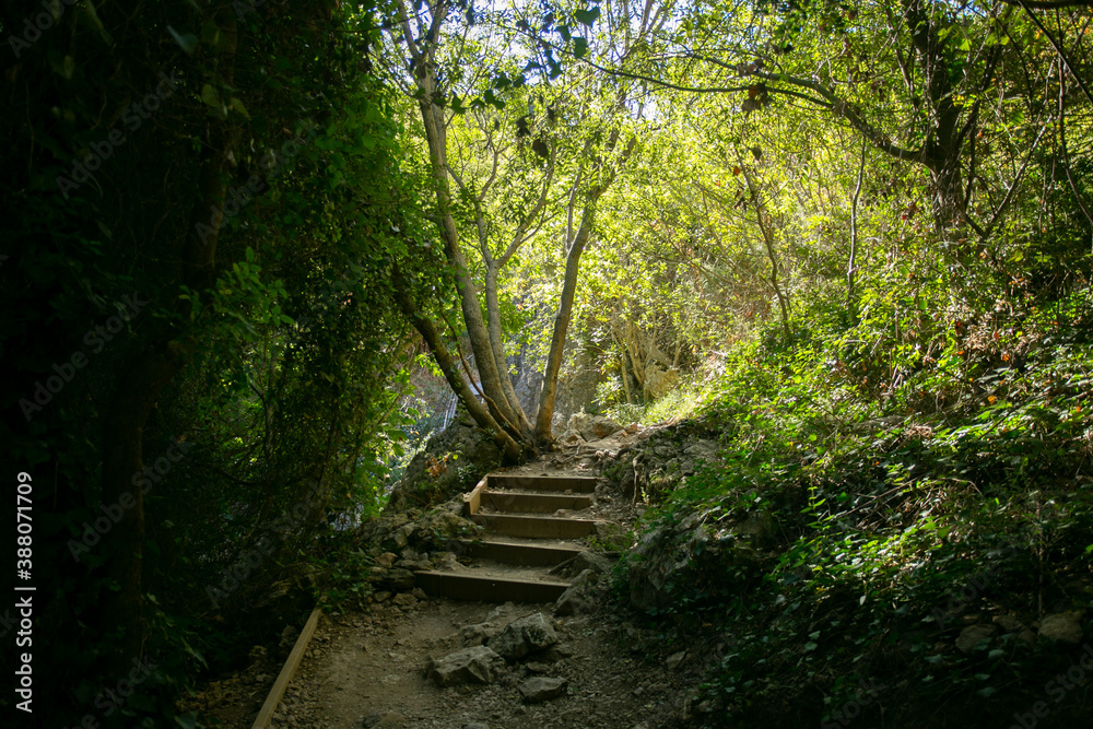Ruta de las pasarelas, Alquézar. Beautiful route across the river crossing metal walkways and nature trails through the mountain. Ruta de las pasarelas, Alquézar. Beautiful route across the river crossing metal walkways and nature trails through the mountain.