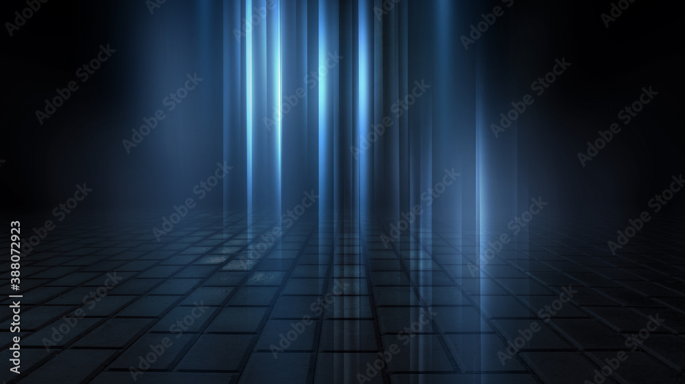Dark abstract background. Empty dark street background at night. Spotlight reflects on the asphalt, blurry night lights. Smoke, fog. Dark abstract background. Empty dark street background at night. Spotlight reflects on the asphalt, blurry night lights. Smoke, fog.