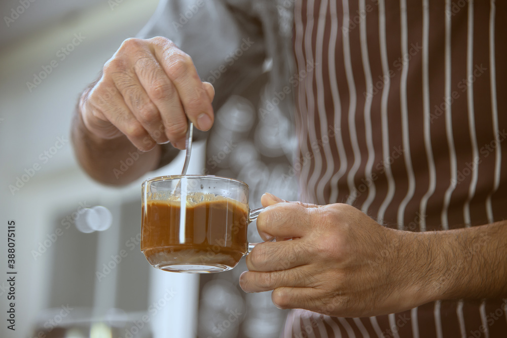 barista swirl instant coffee in glass cup barista swirl instant coffee in glass cup