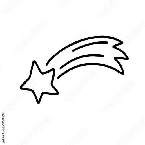 Hand drawn doodle Christmas star isolated on white background. Vector outline illustration. . Design for greeting card, placard, invitation, poster, coloring book
