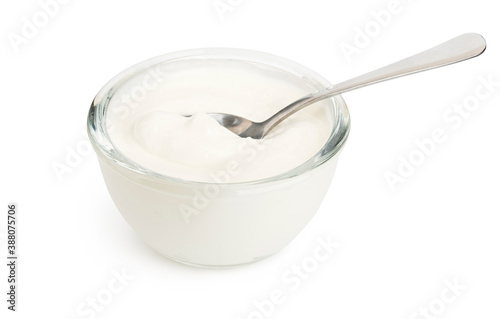 White yogurt and spoon