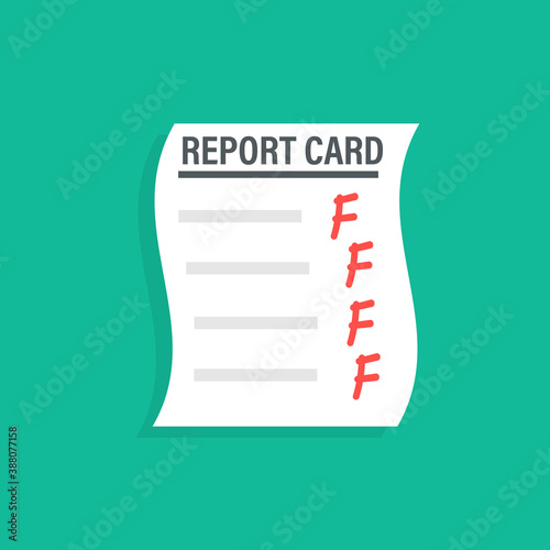 Bad report card illustration. Clipart image.
