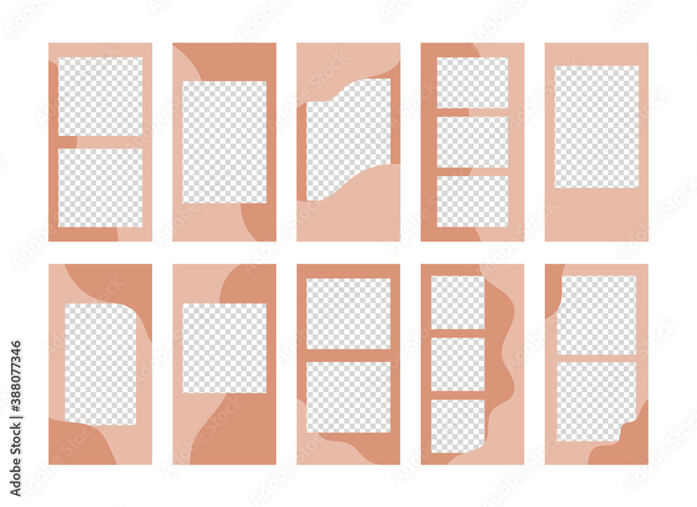 Set of creative and trendy abstract templates for social media stories. Vector backgrounds with frames and shapes. Set of creative and trendy abstract templates for social media stories. Vector backgrounds with frames and shapes.