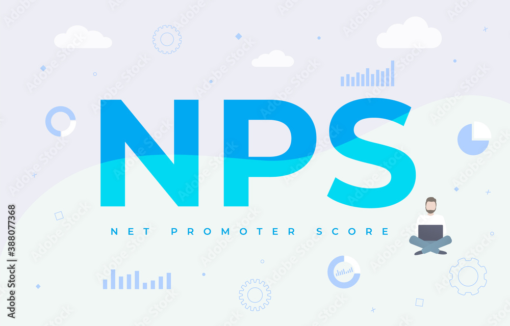 Net Promoter Score with NPS acronym abbreviation text. Idea of advertising  and business communication, Education Technology Data Accounting concept.  Flat vector illustration on white background. Stock-Vektorgrafik | Adobe  Stock
