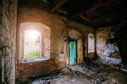 Interior of old historical mansion after fire © Mulderphoto