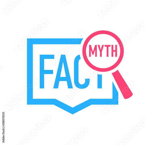 Fact Myth speech bubble concept icon. Clipart image isolated on white background.