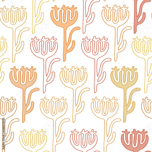 seamless pattern with hand drawn autumn flowers