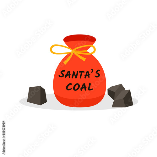 Bag of Coal You Are Naughty Christmas Sack icon. Clipart image isolated on white background.