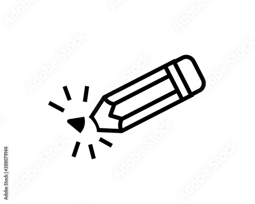 Brocken pen tip line icon. Clipart image isolated on white background.