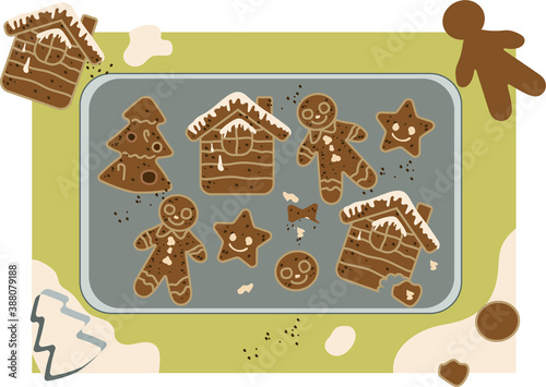 Tray with gingerbread Christmas cookies.