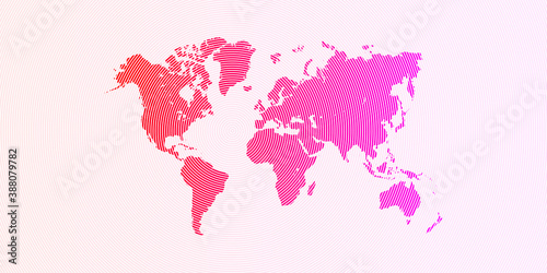 Rounded Pattern World Map Red & Magenta Color