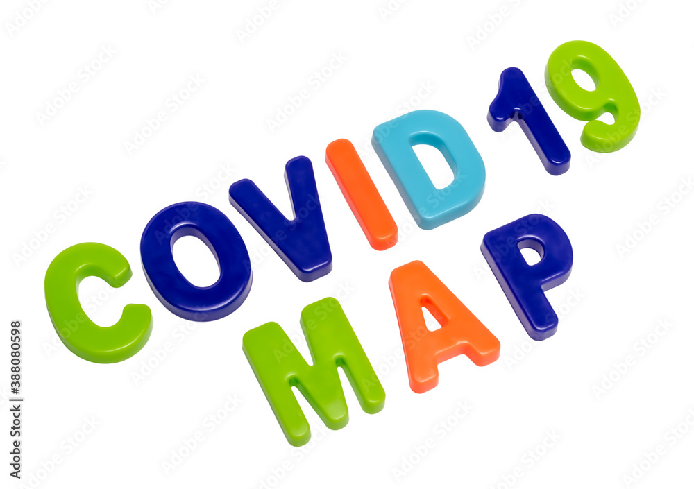 Text COVID-19 MAP on a white background. Text COVID-19 MAP on a white background.