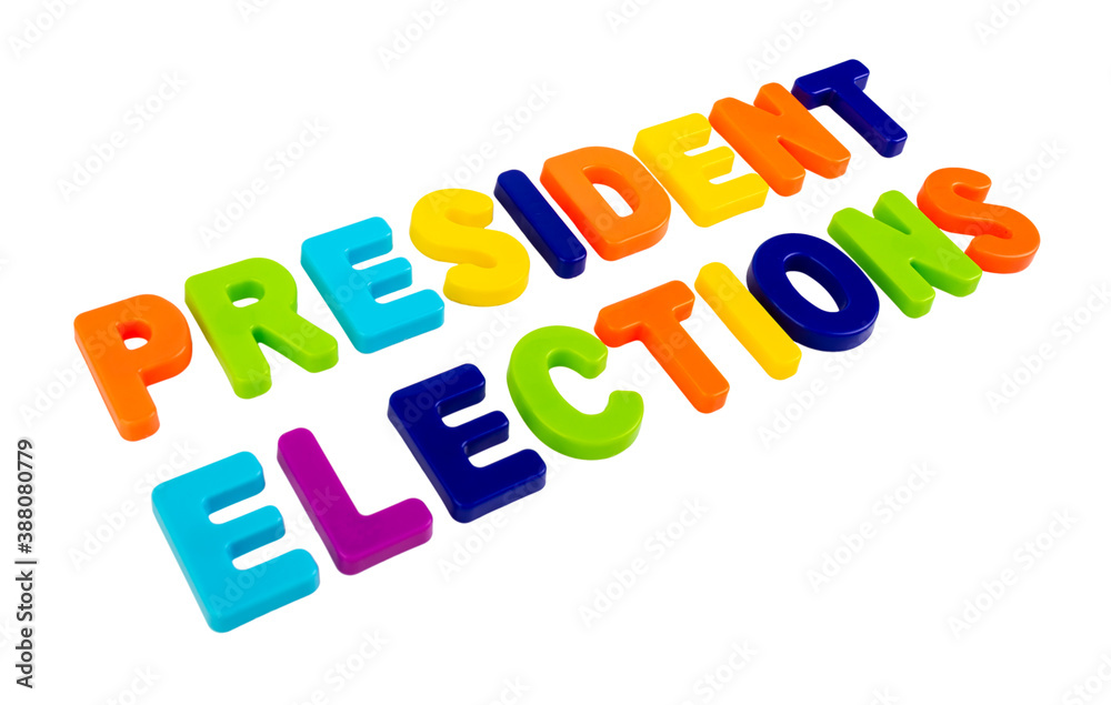 Obraz premium Text PRESIDENT ELECTIONS on a white background