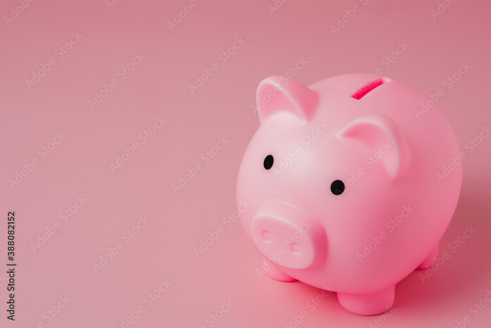 piggy bank on pink color background
