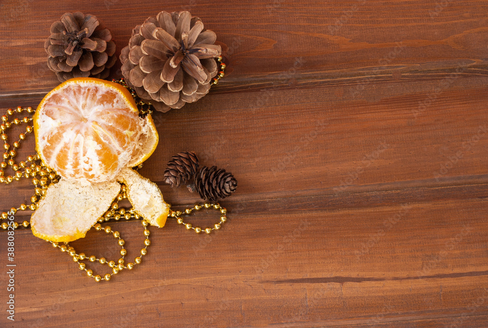 fir-tree cones and tangerine on a wooden table. New Year 2021. Christmas mood
fir-tree cones and tangerine on a wooden table. New Year 2021. Christmas mood