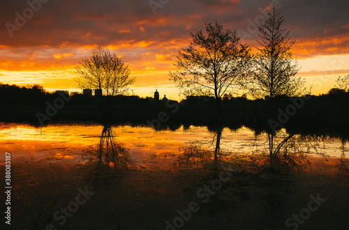 sunset over the river