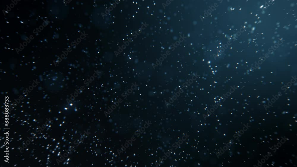 Hydrogen and sustainable blue hydro energy concept in an abstract glowing bubble particles loop on blue light motion background. Macroscopic vj loop or event and science background