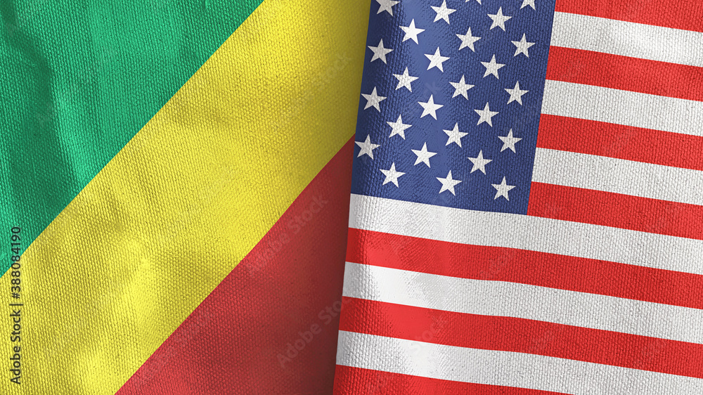 United States and Congo two flags textile cloth 3D rendering United States and Congo two flags textile cloth 3D rendering