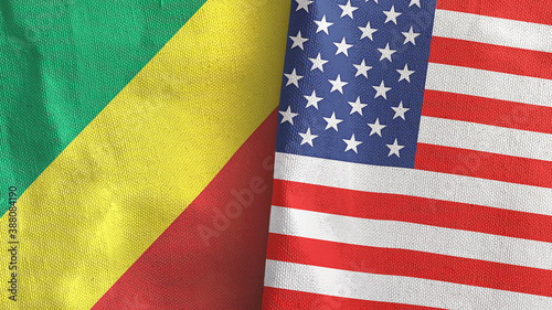 Fototapeta Naklejka Na Ścianę i Meble -  United States and Congo two flags textile cloth 3D rendering