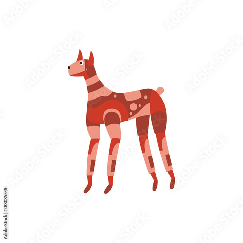 Electronic robot dog cartoon character, flat vector illustration isolated.