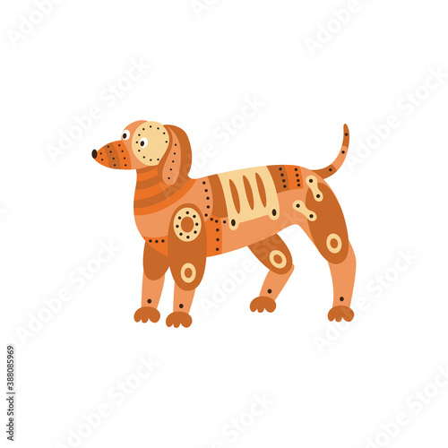 Achievement of future technology a robot dog flat vector illustration isolated.