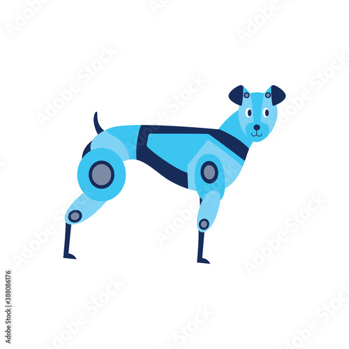 Technological robot machine in shape of dog, flat vector illustration isolated.