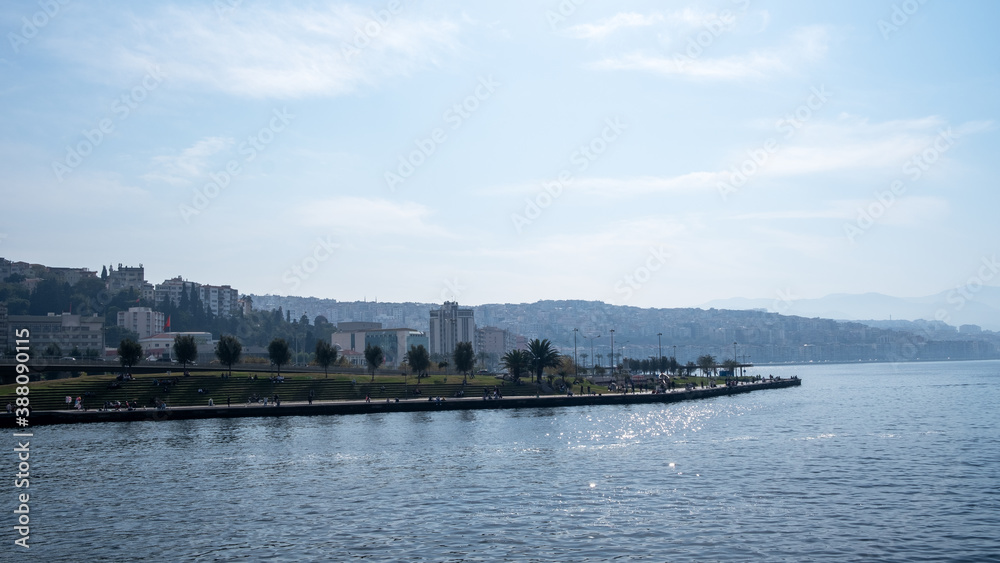 City and sea view from Konak district of Izmir.