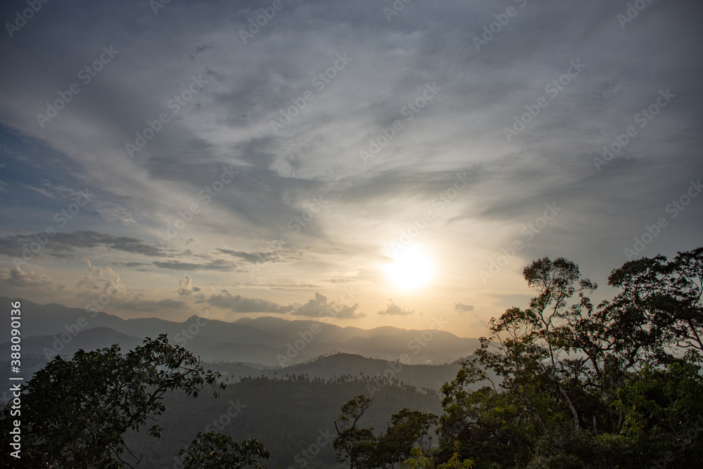 evening view from Pettigala and bambaragala  also known as Pethiyagala, is a hiking area situated in Teldeniya in the Kandy, Sri Lanka Surrounded by the Victoria reservoir and Knuckles mountain range