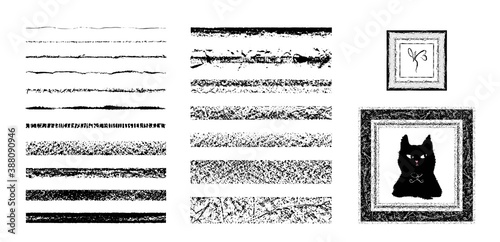 Art strokes with grunge texture. Chalk texture. Seamless brushes with grainy texture. Billets for pattern vector brushes.