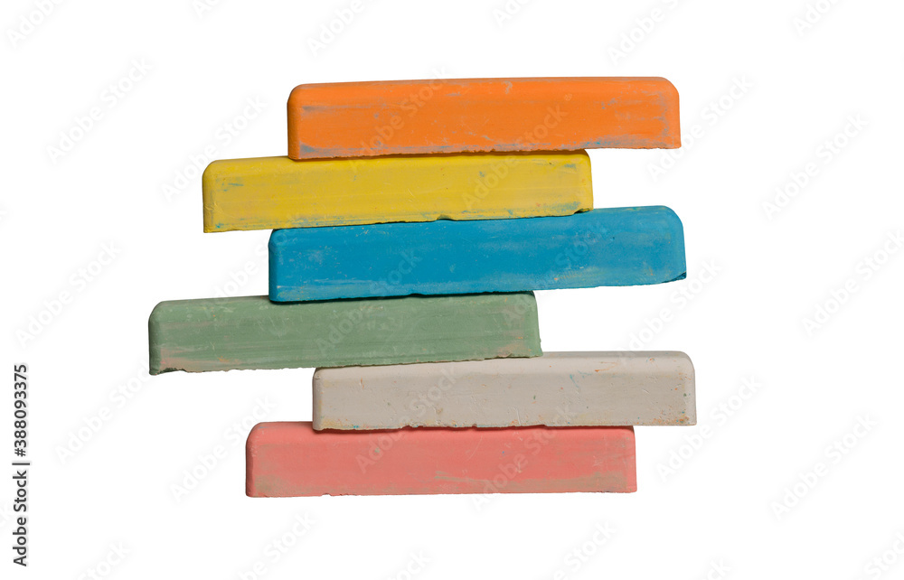 colored crayons on top of each other on white isolated background colored crayons on top of each other on white isolated background