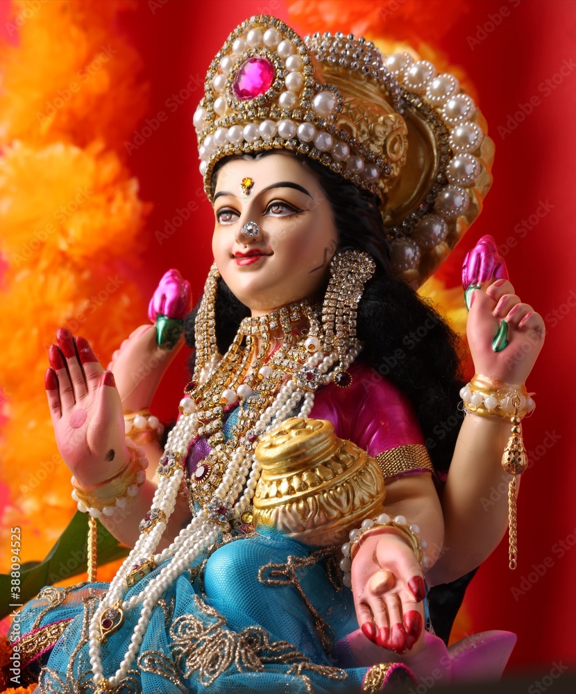 Idol worshipping of Hindu Goddess Lakshmi - Lakshmi Puja is a Hindu religious festival