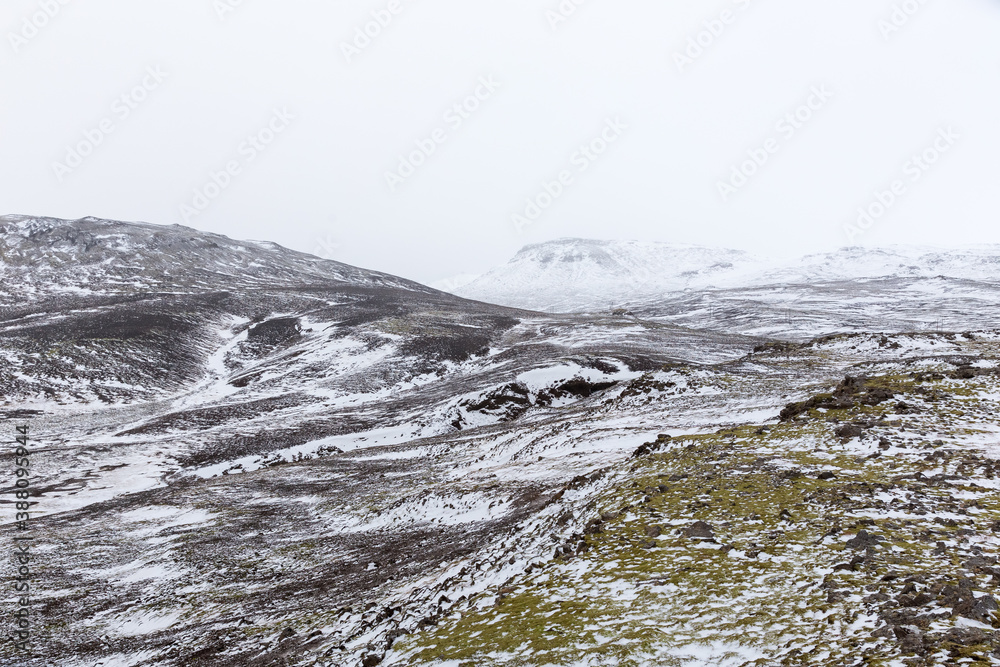 Winter landscape in highlands of Iceland