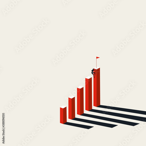 Ambitious woman climbing up career ladder vector concept. Success for businesswoman, new opportunity.