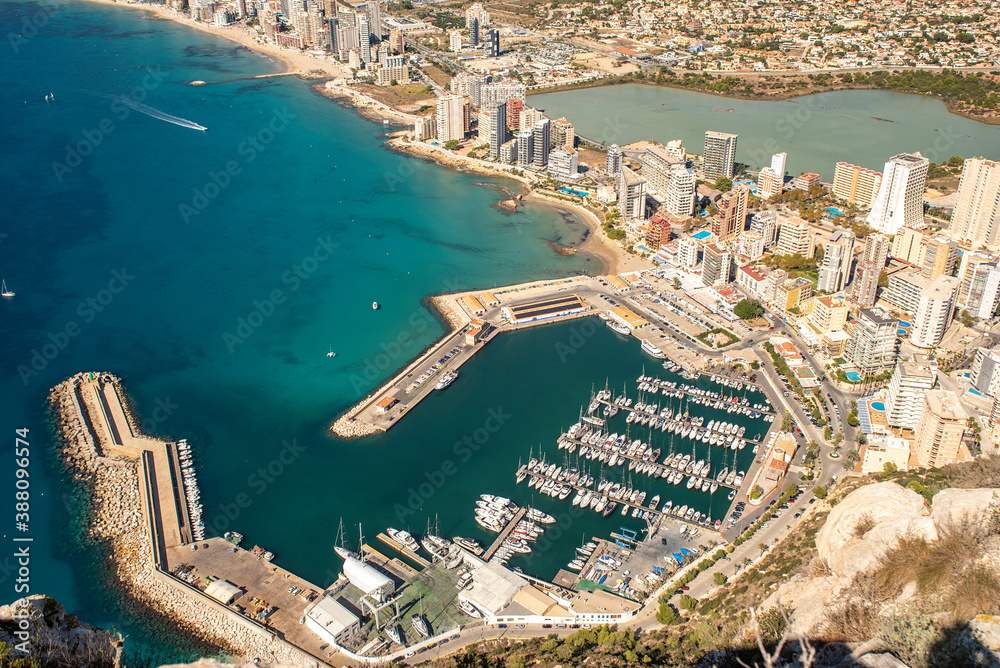 Landscape of the city of Calpe, with views of the sports port and the city.