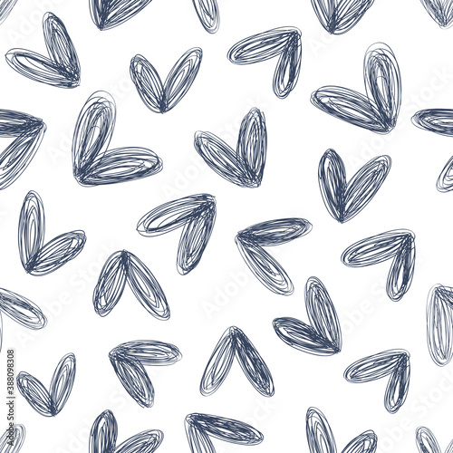 Simple monochrome pattern with hearts. © Elena Melnikova