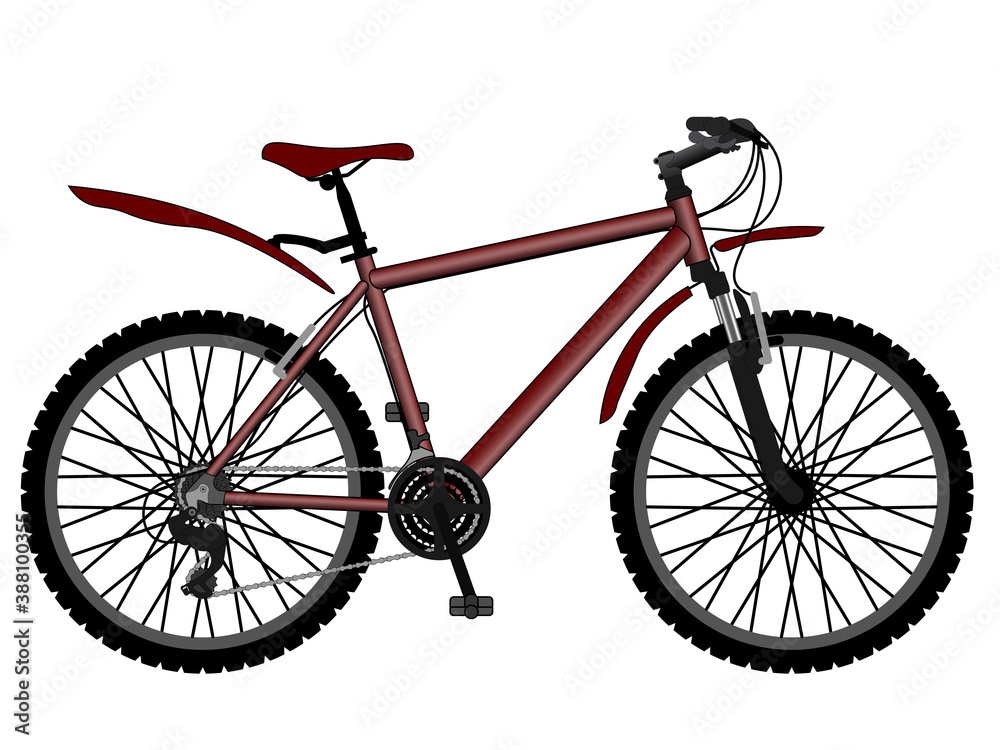 red bicycle isolated on white