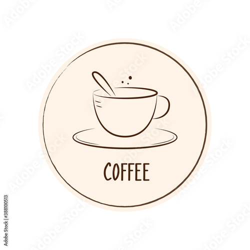 Fototapeta Naklejka Na Ścianę i Meble -  Coffee logo design. Coffee cup doodle vector.