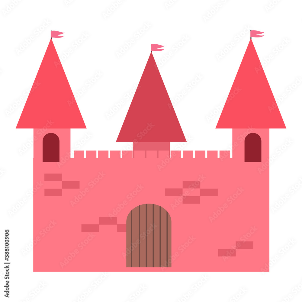 Red castle for family entertainment in amusement park Red castle for family entertainment in amusement park