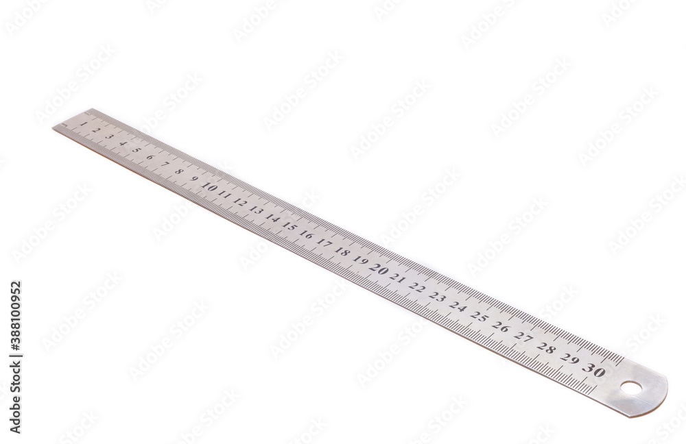 30 centimeters iron ruler on white background isolated 30 centimeters iron ruler on white background isolated