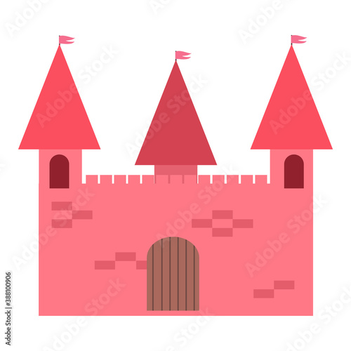 Red castle for family entertainment in amusement park