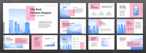 Modern powerpoint presentation templates set. Use for modern keynote presentation background, brochure design, website slider, landing page, annual report, company profile, banner.