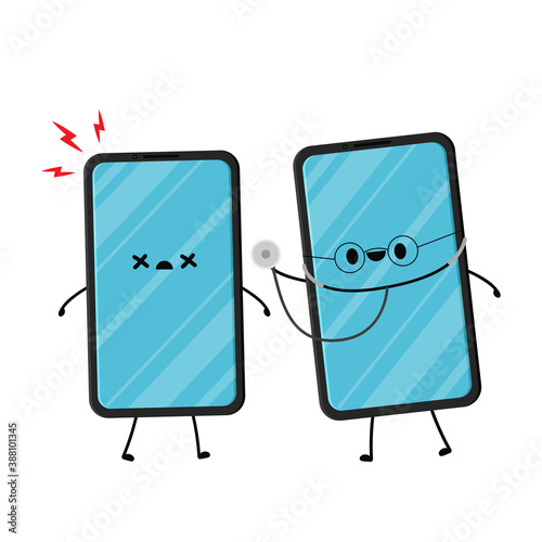 Smart phone character design. Smart phone vector. Smart phone on white background.