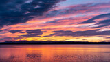 sunset reflection colorful sky clouds landscape
